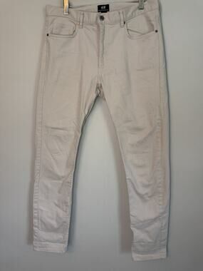 H&M Men's Cream Jeans Straight/skinny Leg Sz 33